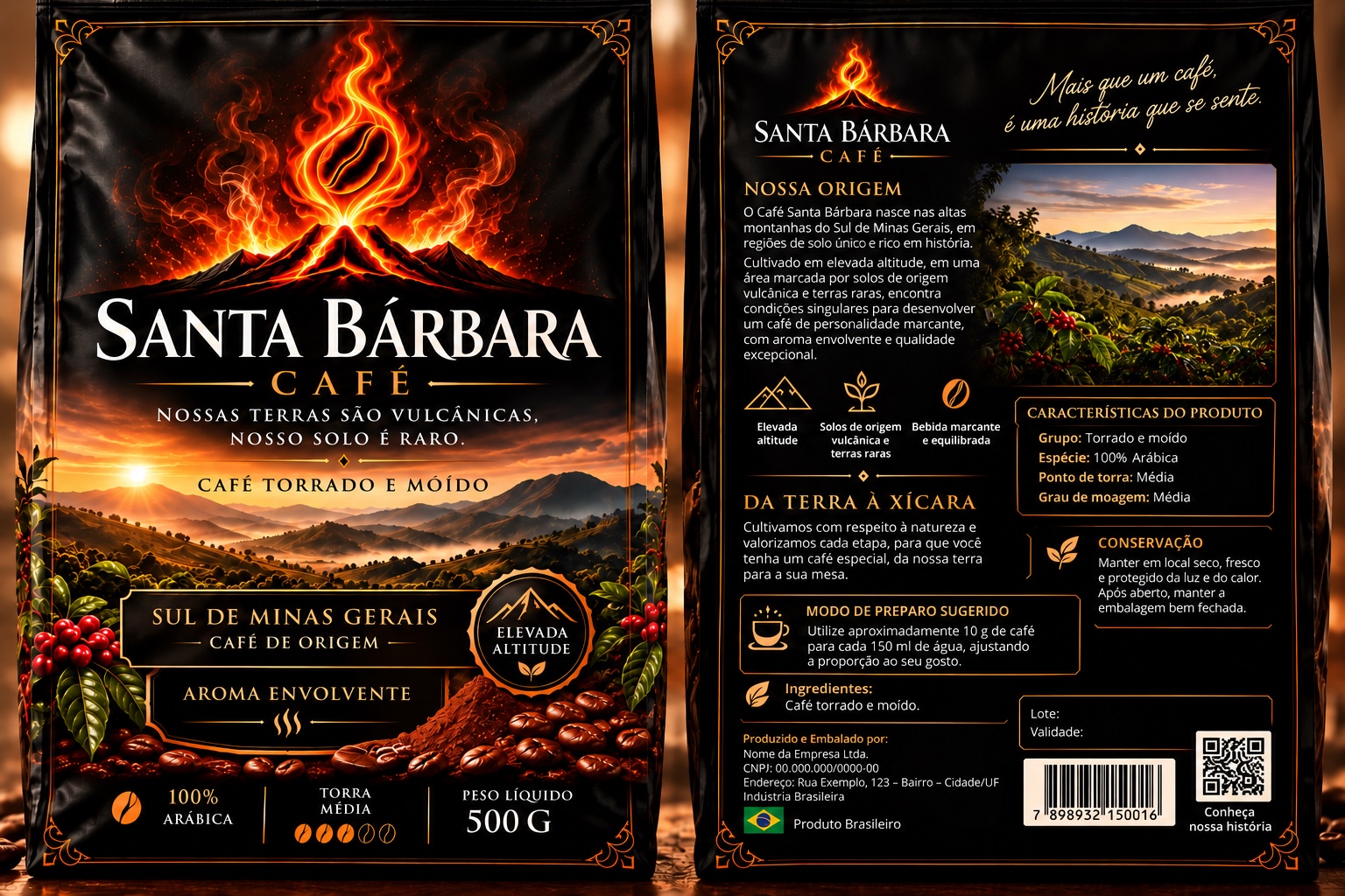 Embalagem ilustrativa Santa Bárbara Café